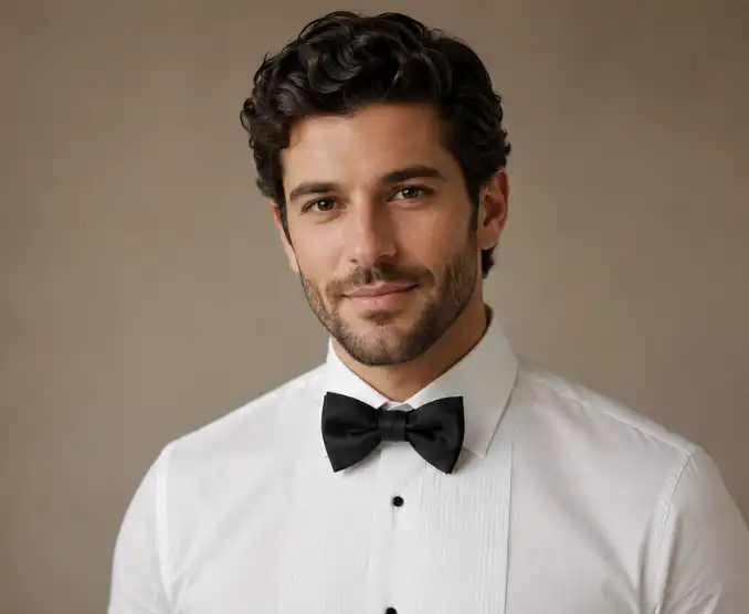 White wedding shirt with bow tie
